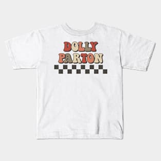 Dolly Parton Checkered Retro Groovy Style Kids T-Shirt